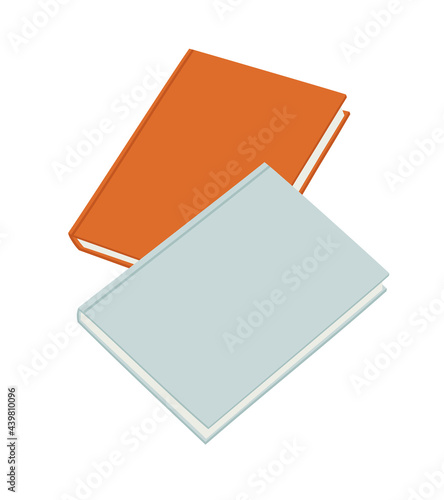 Stack of two books. The objects for learning, reading, school tools. Suitable for book shops, publishing houses, hobby illustrations. Hand-drawn colorful vector illustration, in flat style. Isolated.