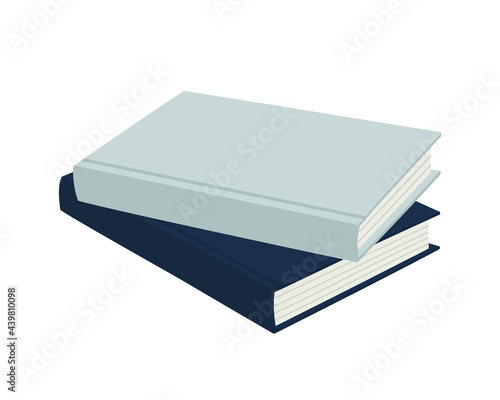 Stack of two books. The objects for learning, reading, school tools. Suitable for book shops, publishing houses, hobby illustrations. Hand-drawn colorful vector illustration, in flat style. Isolated.