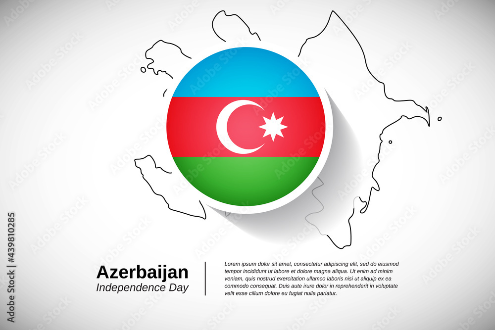 Independence day of Azerbaijan. Creative country flag of Azerbaijan with outline map illustration