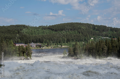 High current river in the forest.