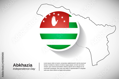 Independence day of Abkhazia. Creative country flag of Abkhazia with outline map illustration