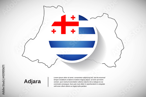 National day of Adjara. Creative country flag of Adjara with outline map illustration