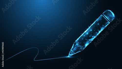 Pencil line connection. Low poly wireframe design. Back to school . Abstract geometric background. vector illustration.