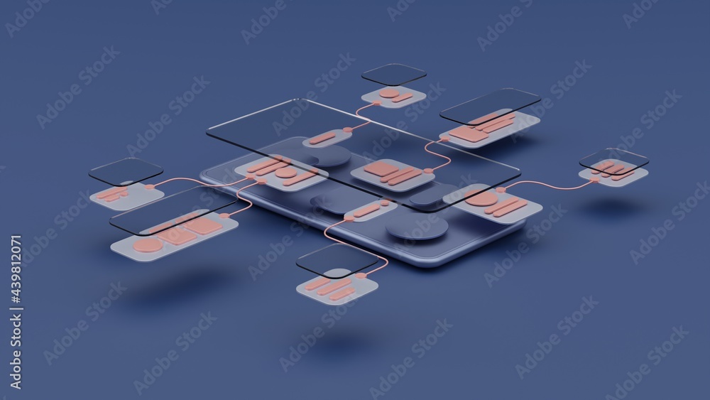 UX UI flowchart connection node graphic designer creative planning ...