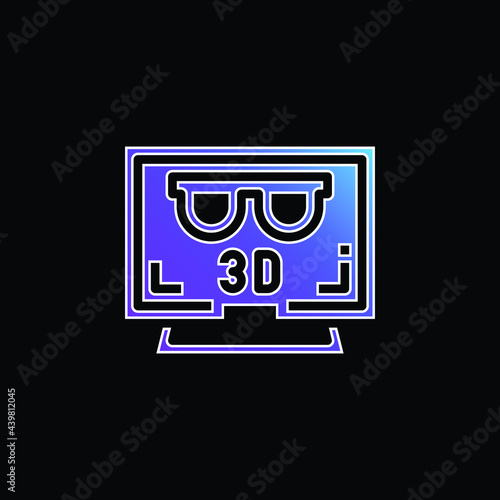 3d Movie blue gradient vector icon