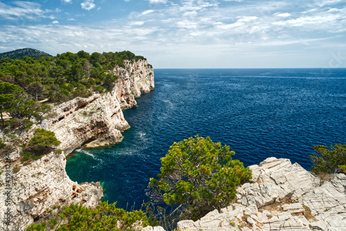 Kornati Islands cliff national park archipelago view, landscape of Dalmatia, Croatia in Europe photo