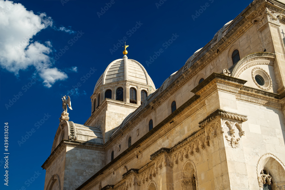 Croatia, city of Sibenik, panorama view of the cathedral of St James, most important architectural monument of the Renaissance era in Croatia, UNESCO World Heritage