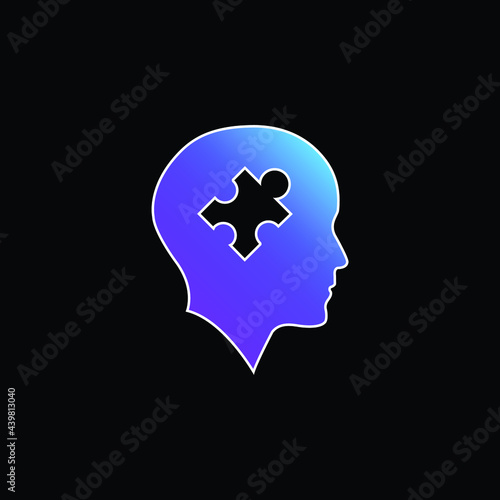 Bald Head With Puzzle Piece blue gradient vector icon