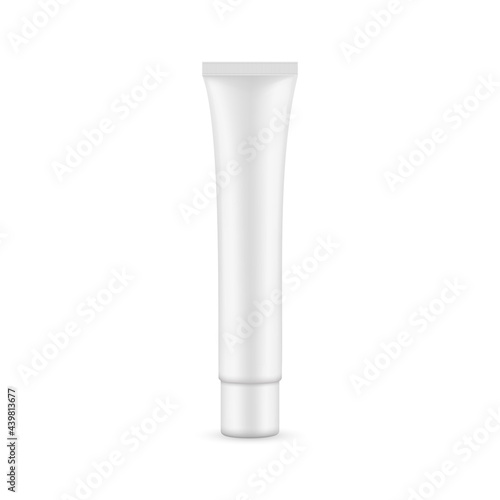 Small Cosmetic Tube Mockup Isolated on White Background. Vector Illustration