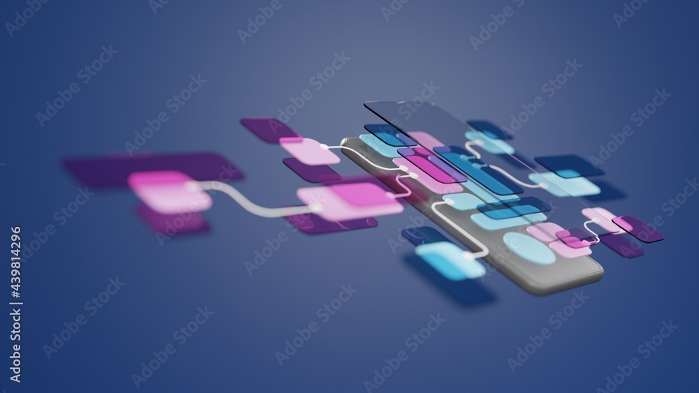 UX UI flowchart connection node graphic designer creative planning application process development data prototype wireframe for web mobile icon phone . User experience concept. 3d rendering. UX UI flowchart connection node graphic designer creative planning application process development data prototype wireframe for web mobile icon phone . User experience concept. 3d rendering.