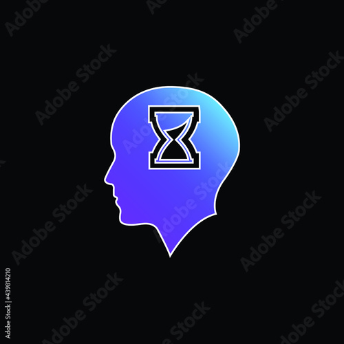 Bald Head With Hour Glass Inside blue gradient vector icon