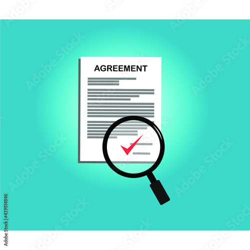 magnifying glass image with agreement paper