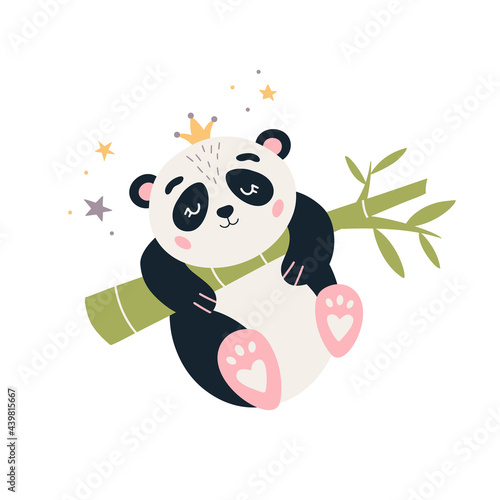 Fototapeta Naklejka Na Ścianę i Meble -  Cartoon Panda vector Cute sleeping baby bear