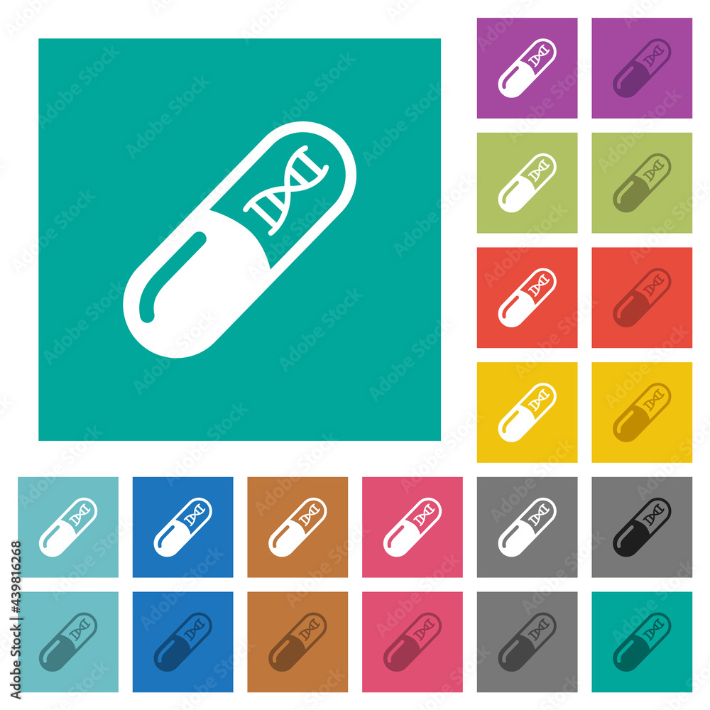 Medicine with dna molecule square flat multi colored icons Medicine with dna molecule square flat multi colored icons