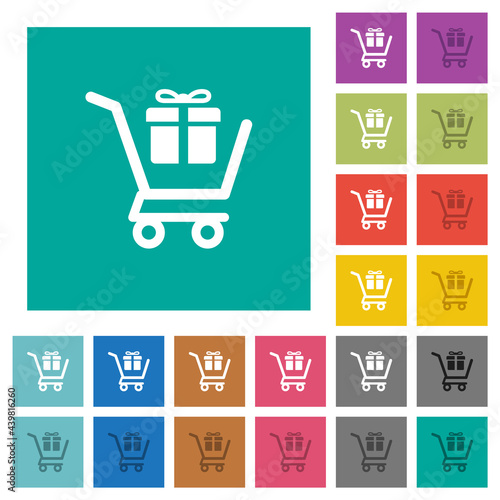 Gift shopping square flat multi colored icons