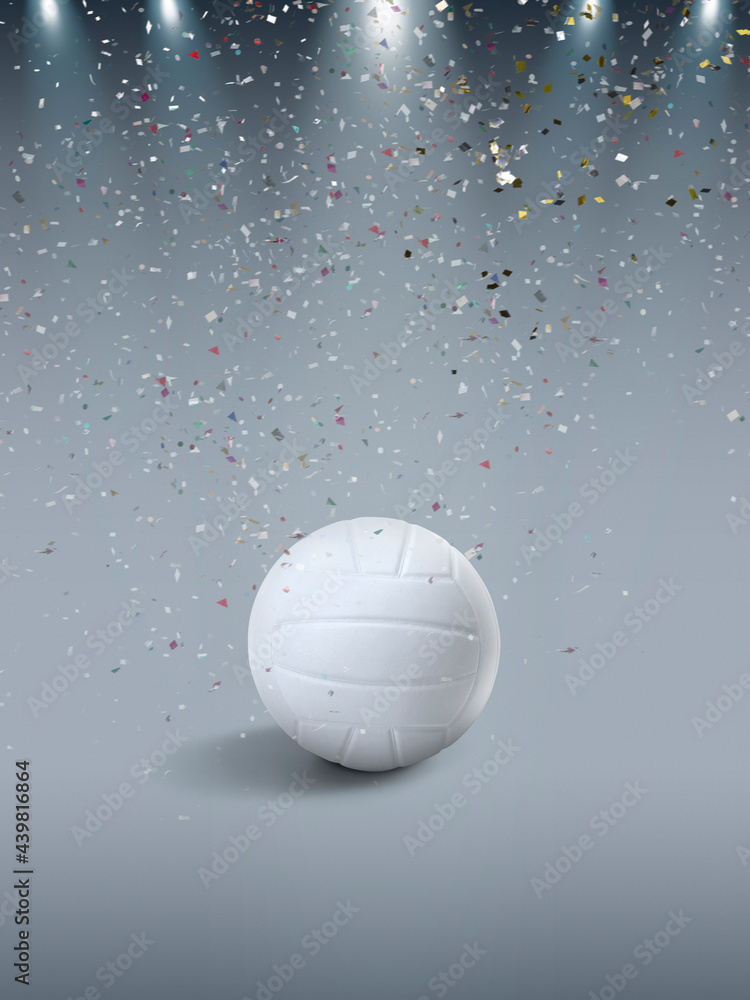 Volleyball on to celebrate for match result with spot light background.  Design for banner, poster of nation championship Stock Photo | Adobe Stock