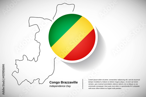 Independence day of Congo Brazzaville. Creative country flag of Congo Brazzaville with outline map illustration