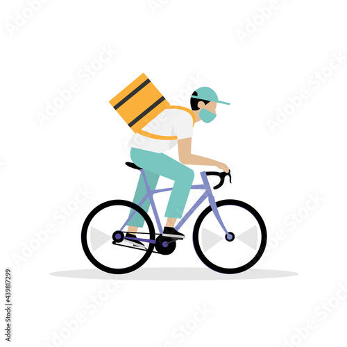Fast delivery with a man on bike. Vector Illustartion