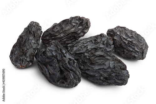 Yellow raisins isolated on white background with clipping path and full depth of field