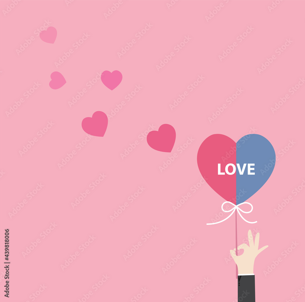 Hand holding valentines love heart icon,vector design
