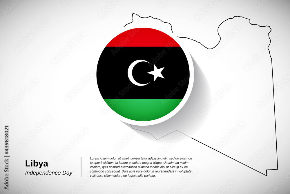 Independence day of Libya. Creative country flag of Libya with outline ...