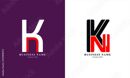 KN, NK, Abstract initial monogram letter alphabet logo design