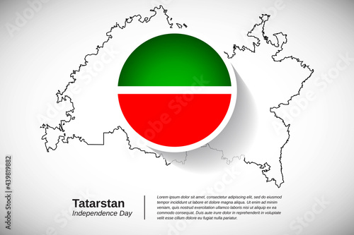 Independence day of Tatarstan. Creative country flag of Tatarstan with outline map illustration