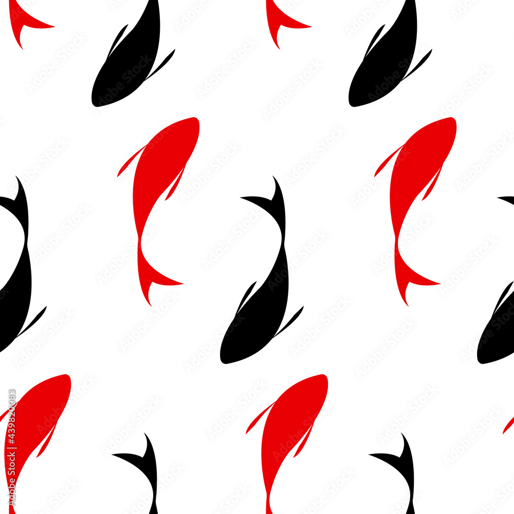 Vector flat illustration with koi fish.Symbol. Seamless pattern.Koi Ying Yang. Vector flat illustration with koi fish.Symbol. Seamless pattern.Koi Ying Yang.