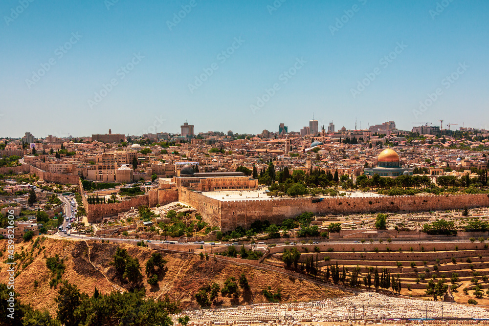 View of the Temple Mount with Dome of the Rock in Jerusalem