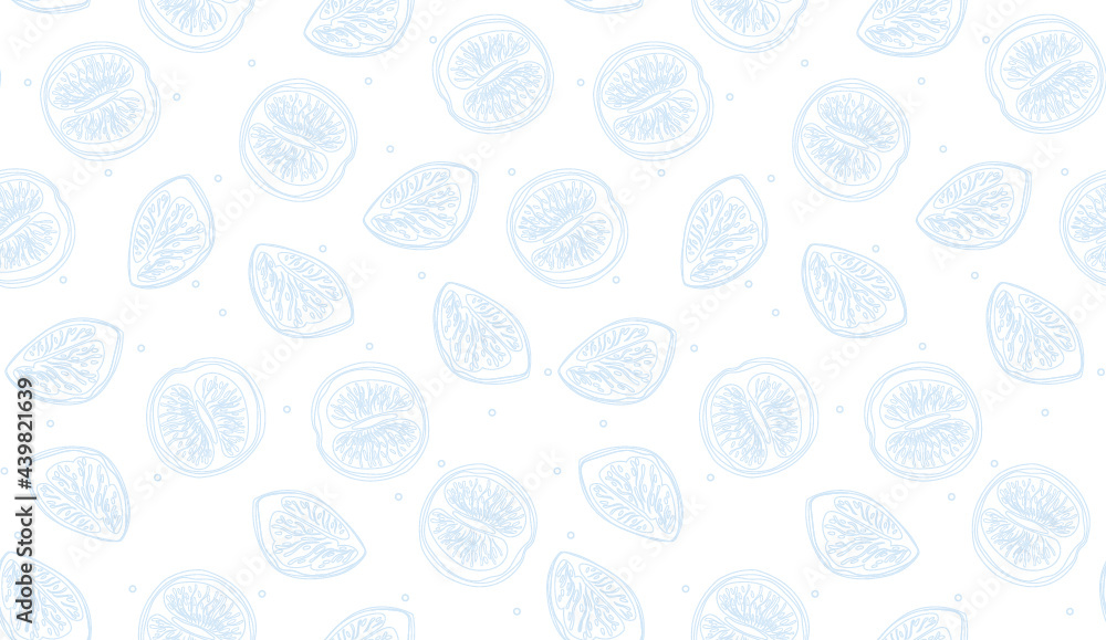Citrus slice oranges fruit outline seamless pattern on white background. Vector flat cartoon illustration. Citrus slice oranges fruit outline seamless pattern on white background. Vector flat cartoon illustration.