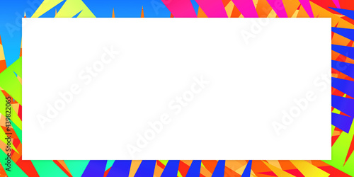 Free Download white frame on multicolored triangles stacked on top of each other background, template, banner, copy space - GFXLoad