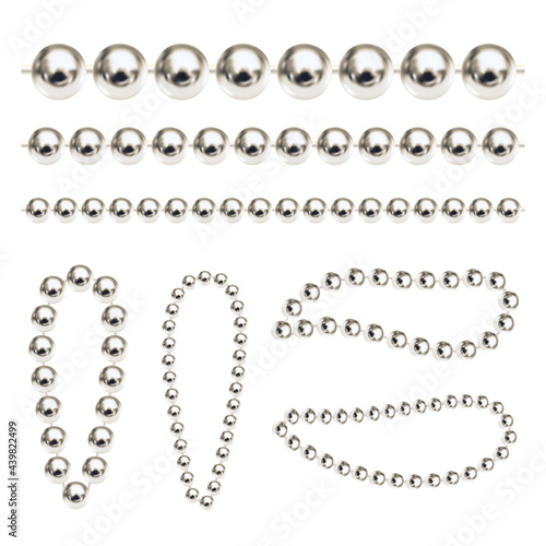 Fototapet Set of realistic  silver chains