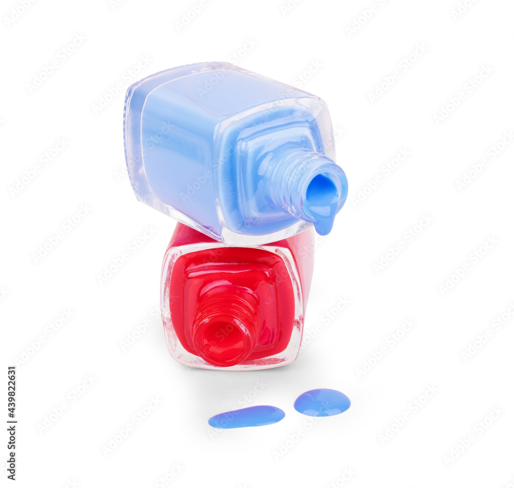 Gently blue nail polish on white background Gently blue nail polish on white background
