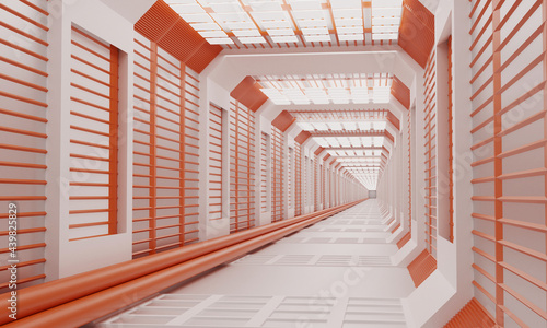 Sci fi empty corridor 3d rendering