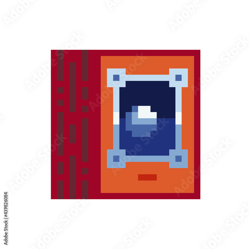 Wooden subwoofer icon. Pixel art. Flat style. 8-bit sprite. Isolated vector illustration. Game assets. 