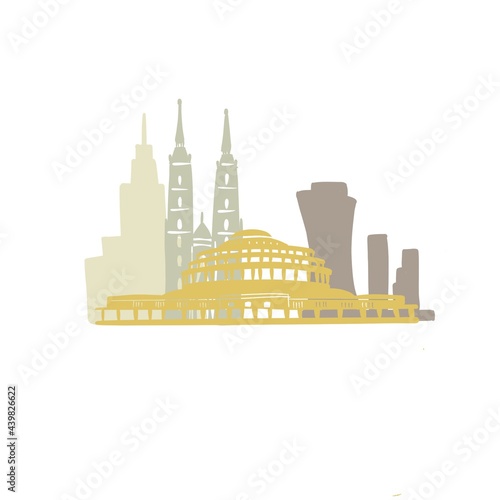 Poland building colorful silhouette.  The most popular building Silhouette in the county. Constructions which everybody knows. Image is perfect for travel guides and personal blogs, highlights icons