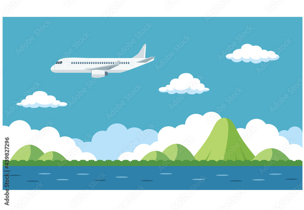 飛行機と空と山のイラスト素材 Stock Vector Adobe Stock