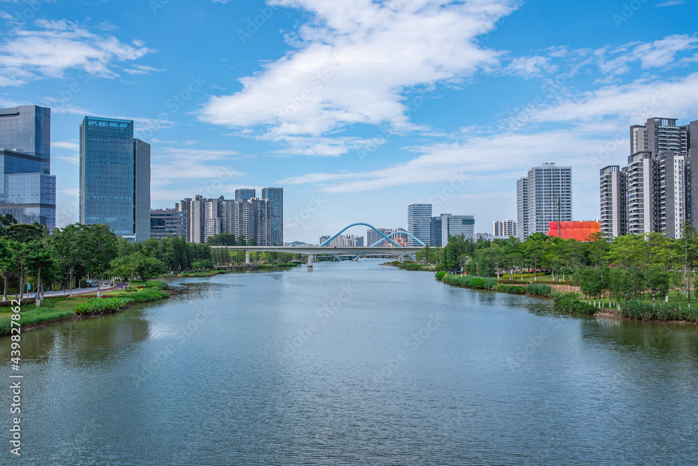 Cityscape of Nansha Free Trade Zone, Guangzhou, China