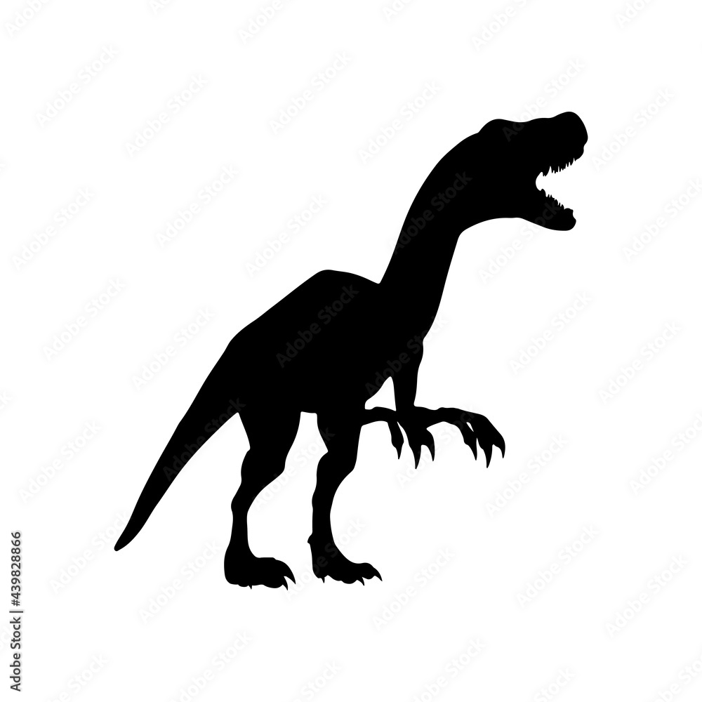 Fototapeta premium Black silhouette dinosaur isolated on white background