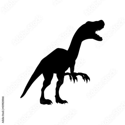 Black silhouette dinosaur isolated on white background