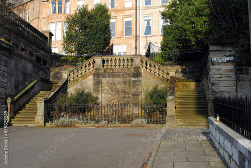 Empty Cul de Sac with Old Stone Staircase with Residential Buildings & Pavement  © eyepals