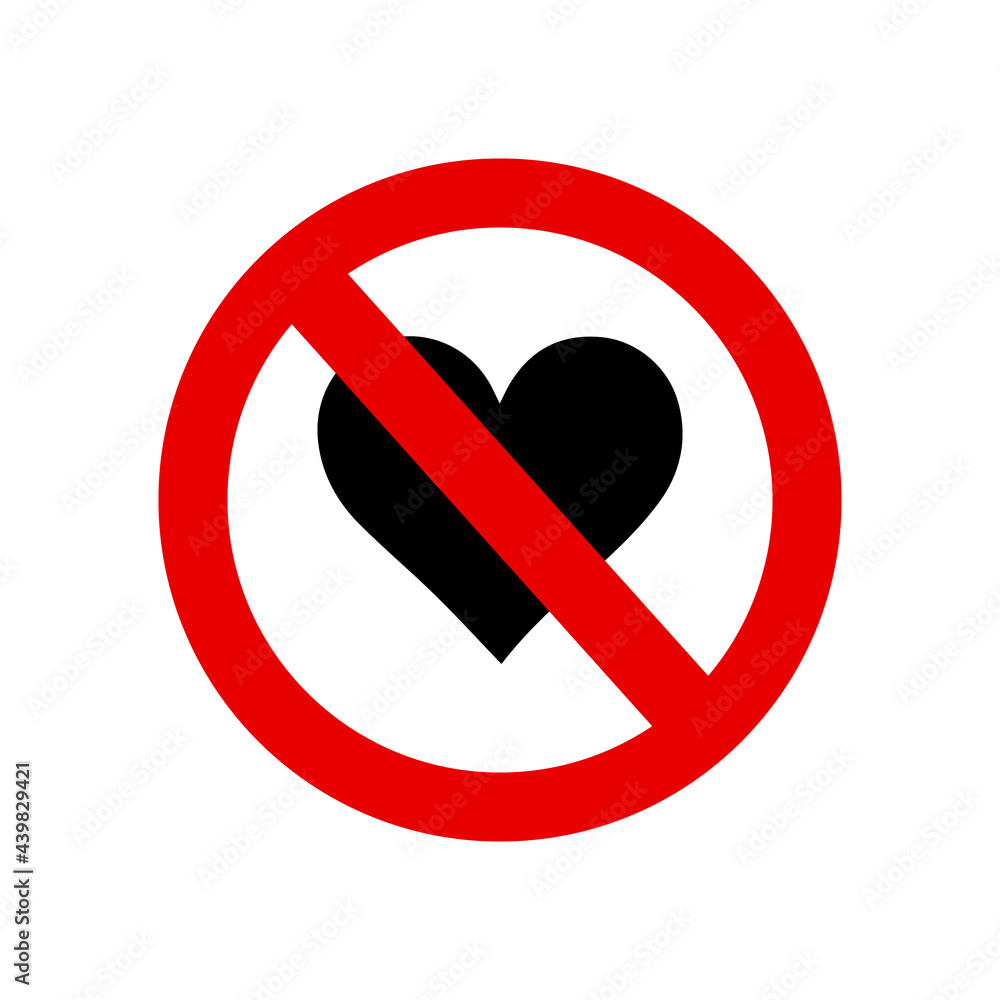 stop love. No love icon isolated on white background stop love. No love icon isolated on white background
