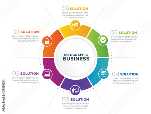 Vector infographic with 6 processes
