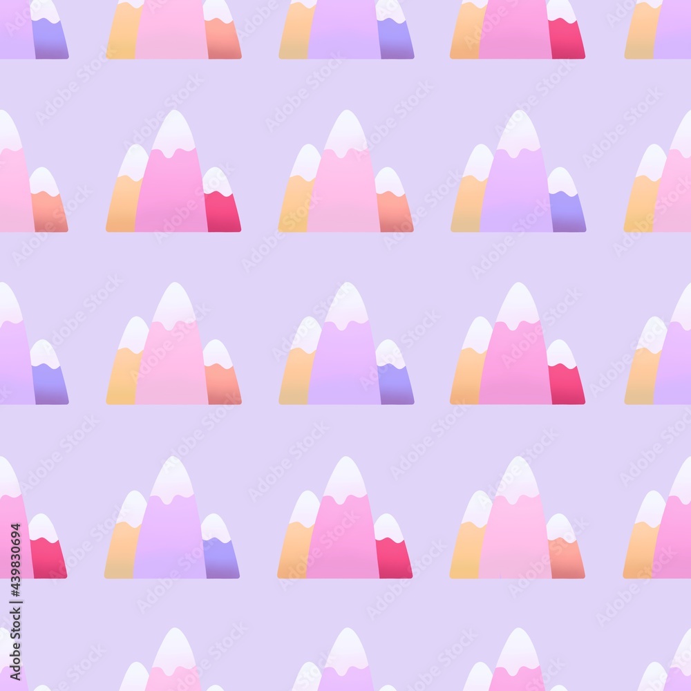 purple pattern with colorful mountains