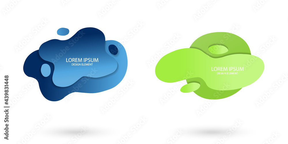 Fluid frame isolated on white background. Set of abstract liquid shapes, colorful elements, gradient waves with geometric lines, dynamical forms. Vector flat design for banner, flyer, business card