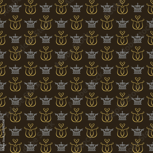 Royal background pattern with decorative ornaments on black background  wallpaper. Seamless pattern  texture. Vector image