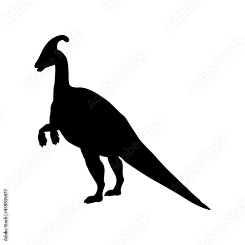 Black silhouette dinosaur isolated on white background