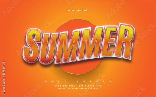 Summer Text in Bold Orange with 3D Embossed and Wavy Effect. Editable Text Style Effect