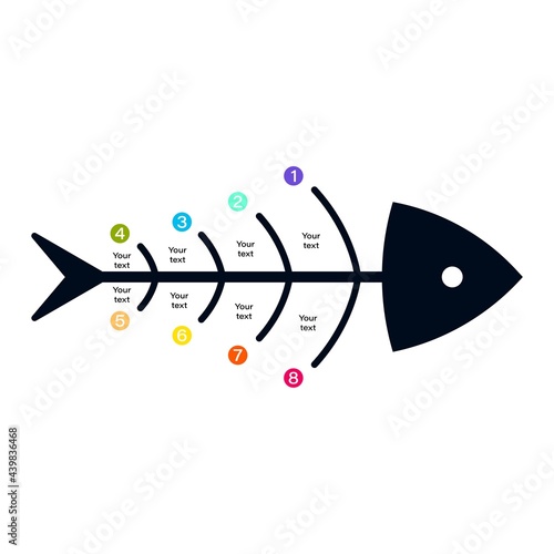 Stylish Fishbone infographic design with colorful text slot. Fishbone infographic design on white background, Stylish Infographic elements for business presentation concept.