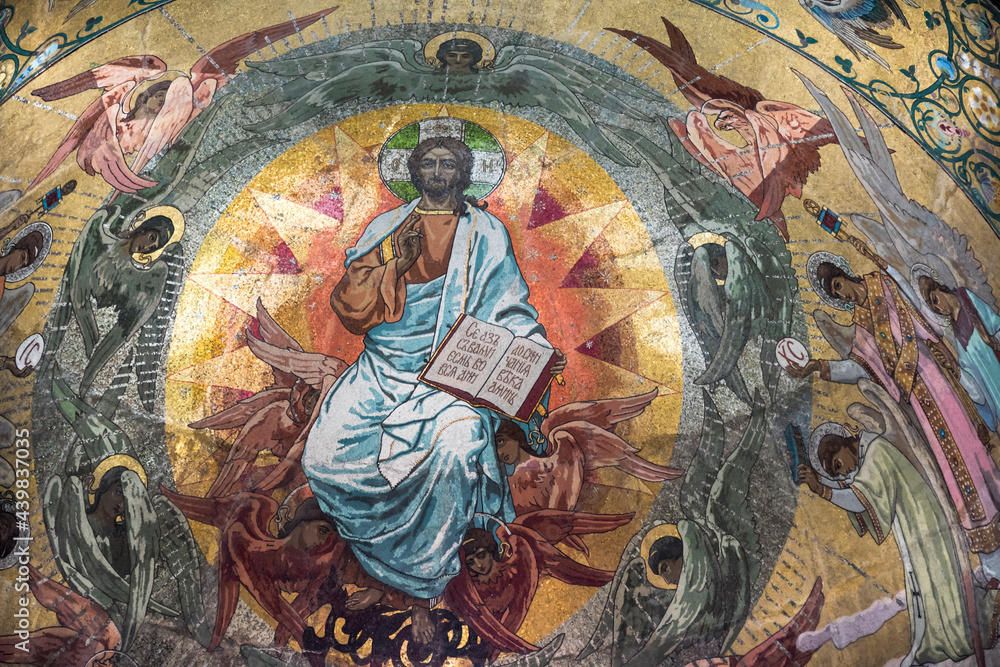 Church of the Resurrection in St. Petersburg. The mosaics in the
